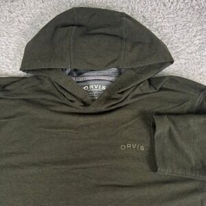 Orvis Classic Collection Mens Large Hoodie Olive Green Lightweight Pullover L